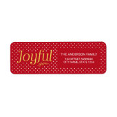 Red en Faux Gold Joyful Holiday-adres Etiket (Voorkant)