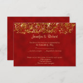 Red en Gold 40e Jubileum-reactiekaart RSVP Kaartje (Voorkant / Achterkant)