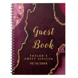 Red en Gold Agaat Sweet Sixteen Gastenboek Notitieboek