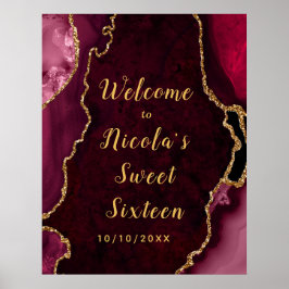 Red en Gold Agaat Sweet Sixteen Welkom Poster
