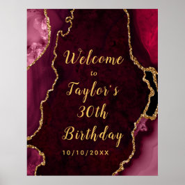 Red en Gold Agaat Verjaardag Welkom Poster