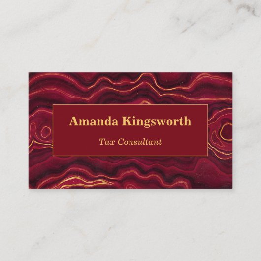Red en Gold Agate Professional op maat Visitekaartje (Voorkant)
