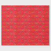 Red en Gold Asian Geïnspireerde Lotus Blossom Cadeaupapier (Vlak)