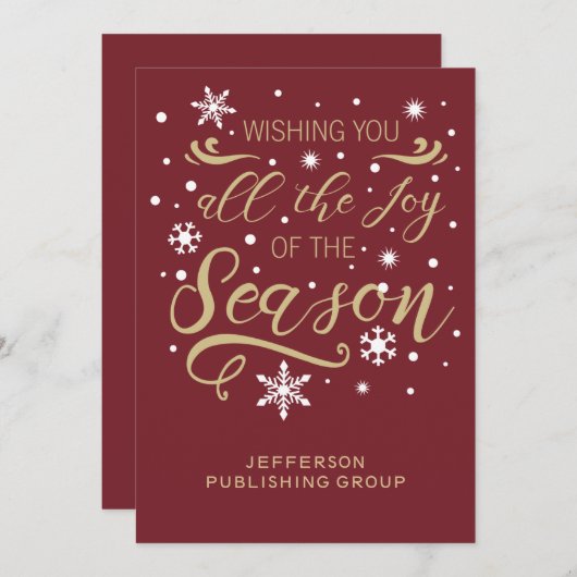 Red en Gold Elegant Moderne zakelijke feestdag Feestdagenkaart (Voorkant / Achterkant)