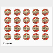 Red en Gold Filigree Swirls Fleur de Lis Ronde Sticker (Vel)