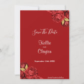 Red en Gold Floral sparen de datum Save The Date (Voorkant)