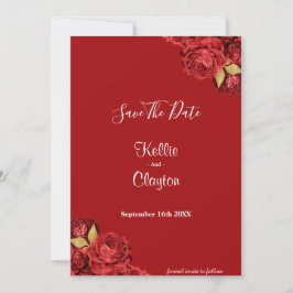 Red en Gold Floral sparen de datum Save The Date