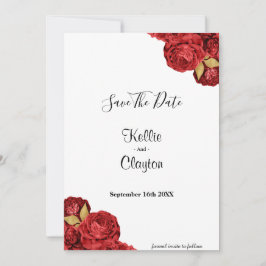 Red en Gold Floral sparen de datum Save The Date