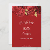 Red en Gold Floral sparen de datum Save The Date (Voorkant)