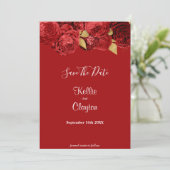 Red en Gold Floral sparen de datum Save The Date (Staand voorkant)