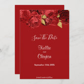 Red en Gold Floral sparen de datum Save The Date (Voorkant / Achterkant)