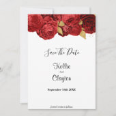 Red en Gold Floral sparen de datum Save The Date (Voorkant)