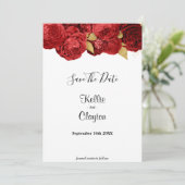 Red en Gold Floral sparen de datum Save The Date (Staand voorkant)