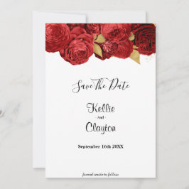Red en Gold Floral sparen de datum Save The Date