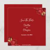 Red en Gold Floral sparen de datum Save The Date (Voorkant / Achterkant)