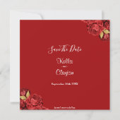 Red en Gold Floral sparen de datum Save The Date (Voorkant)