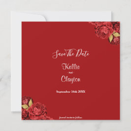 Red en Gold Floral sparen de datum Save The Date