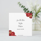 Red en Gold Floral sparen de datum Save The Date (Staand voorkant)