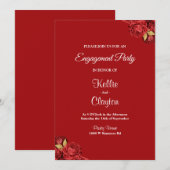 Red en Gold Floral verlovingsfeest Kaart (Voorkant / Achterkant)