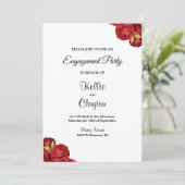 Red en Gold Floral verlovingsfeest Kaart (Staand voorkant)