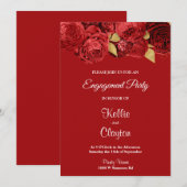 Red en Gold Floral verlovingsfeest Kaart (Voorkant / Achterkant)