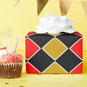 Red en Gold Harlequin Cadeaupapier