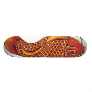 Red en Gold Koi Skateboard