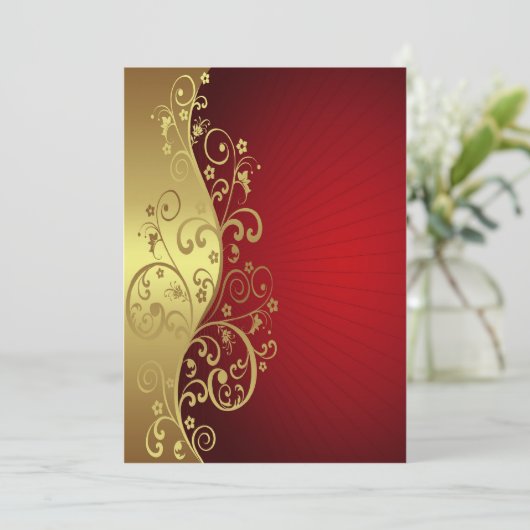 Red en Gold Multipurpose Invite Kaart (Staand voorkant)