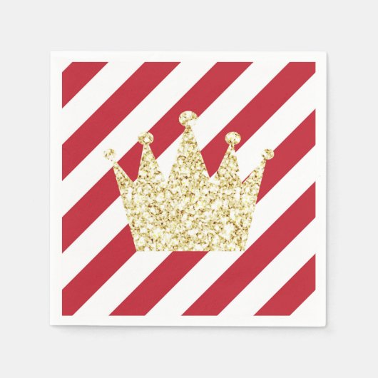 Red en Gold Prince Crown Napkins Servet (Voorkant)