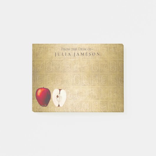 Red en Golden Apples Teacher Gold 4x3 Post-it® Notes (Voorkant)