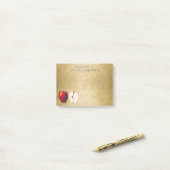 Red en Golden Apples Teacher Gold 4x3 Post-it® Notes (Op bureau)