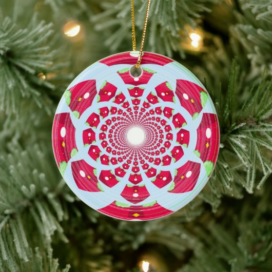 Red en Green Abstract Patroon Keramisch Ornament (Boom)