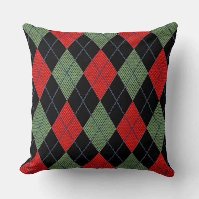 Red en Green Argyle Kussen (Voorkant)