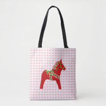 Red en Green Dala Horse