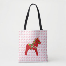 Red en Green Dala Horse Tote Bag