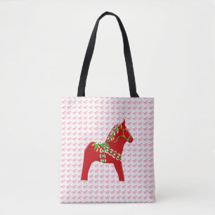 Red en Green Dala Horse Tote Bag