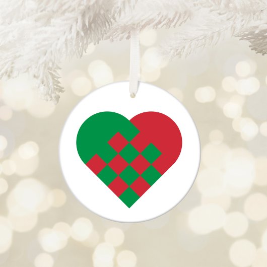 Red en Green Danish Heart Keramisch Ornament