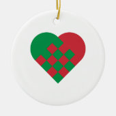 Red en Green Danish Heart Keramisch Ornament (Voorkant)