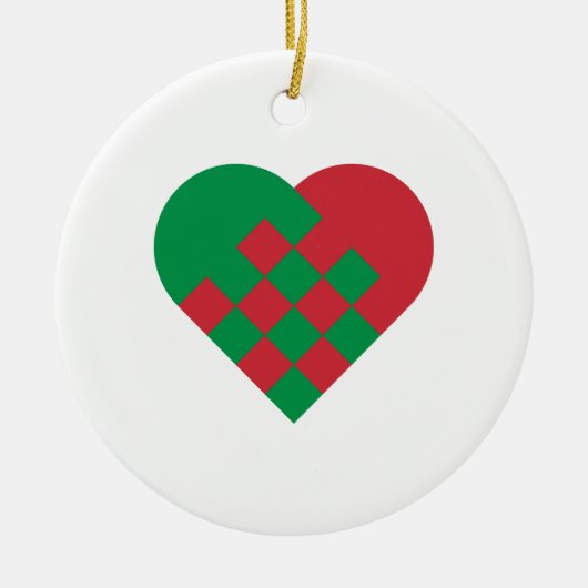 Red en Green Danish Heart Keramisch Ornament (Voorkant)