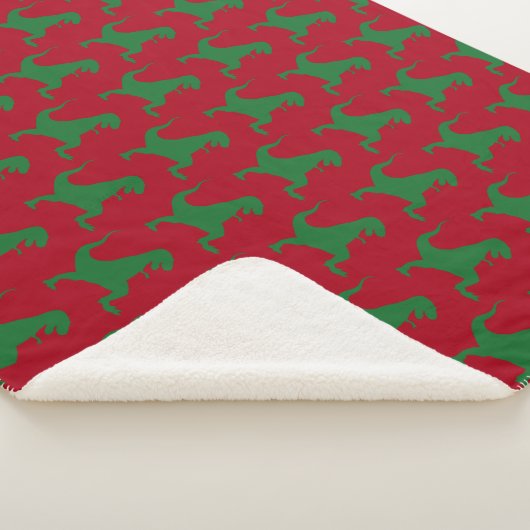 Red en Green Dinosaur-kerstSherpa Blanket Sherpa Deken (3/4)