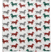Red en Green Flannel Dachshund Pset Douchegordijn (Voorkant)