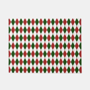 Red en Green Harlequin Diamond Argyle Pattern Deurmat