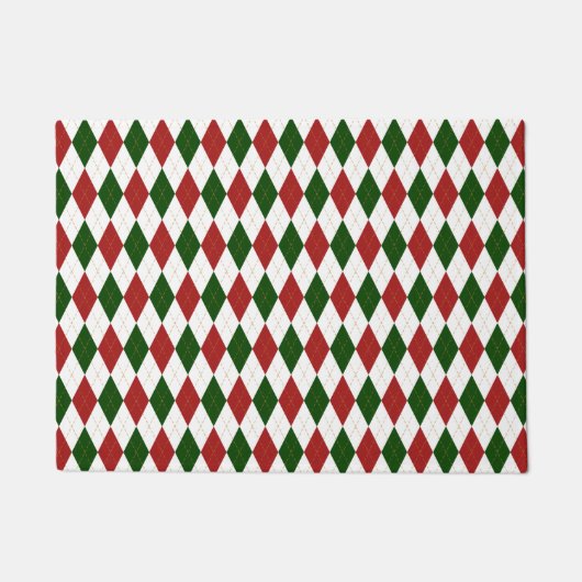 Red en Green Harlequin Diamond Argyle Pattern Deurmat (Voorkant)