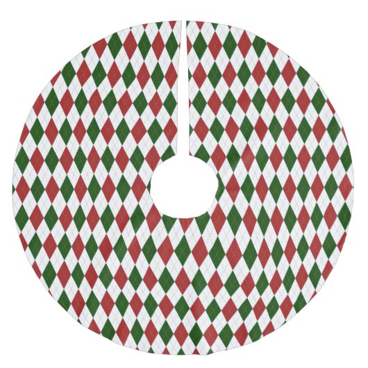 Red en Green Harlequin Diamond Argyle Pattern Kerstboom Rok (Voorkant)