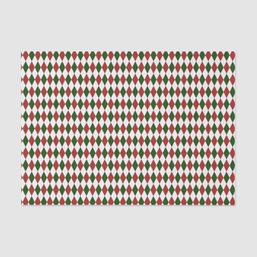 Red en Green Harlequin Diamond Argyle Pattern Tissuepapier (Voorkant)