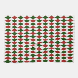 Red en Green Harlequin Diamond Argyle Theedoek