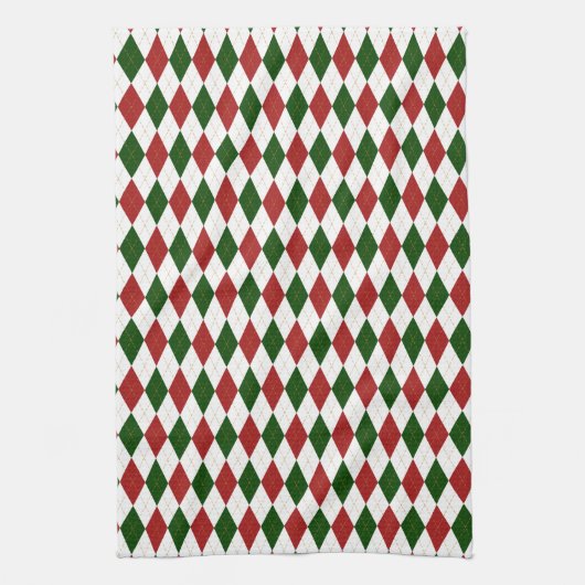 Red en Green Harlequin Diamond Argyle Theedoek (Verticaal)