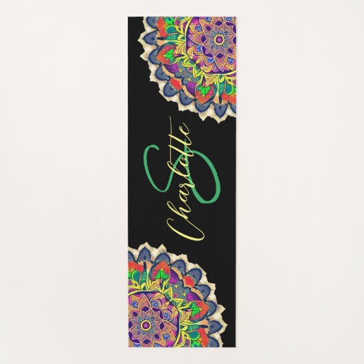 Red en Green Mandala Monogram Yoga Mat (Voorkant)