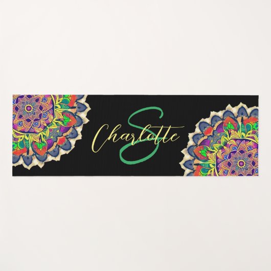 Red en Green Mandala Monogram Yoga Mat (Voorkant (horizontaal))