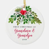 Red en Green Mistletoe New Grandma New Grandpa Keramisch Ornament (Voorkant)